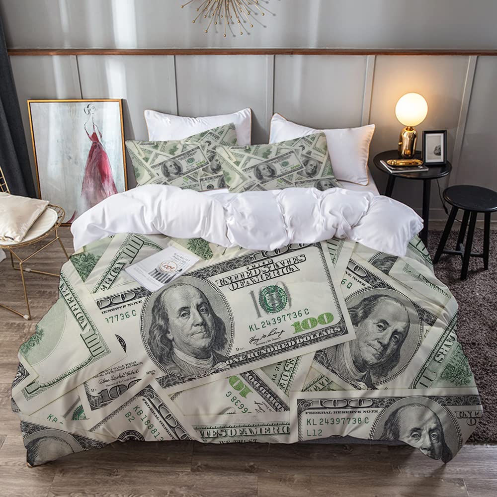 Federa per cuscino in morbido velluto con banconote in dollari americani, dimensioni standard 50,8 x 66,2 cm (inserti non inclusi