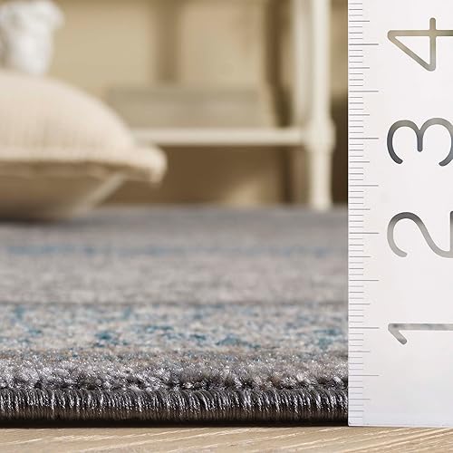 Miniatura 7 de SAFAVIEH Sofia Collection SOF365A - Alfombra cuadrada de 5 pies y 1 pulgada, estilo vintage, oriental, envejecido, no desprende pelusa, para sala de