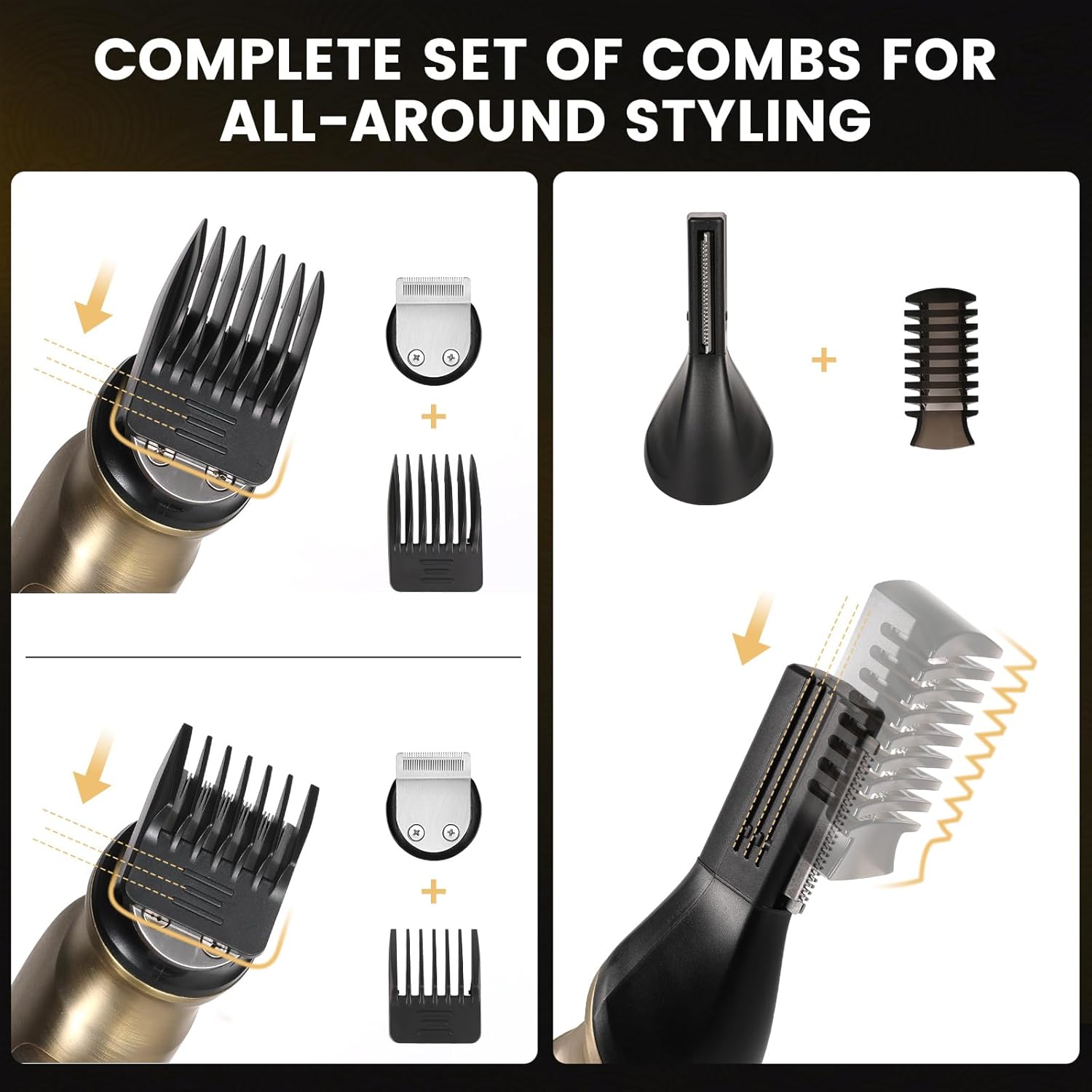 YHC Professional Hair Clippers for Men – Cordless & Corded Barber Clippers for Hair Cutting & Grooming, Rechargeable Mens Electric Razor with Beard, Nose & Ear Trimmer