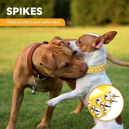 Vista 31 de Collar de perro y gato con pinchos pequeños y medianos para perros pequeños y medianos, collares ajustables con tachuelas para cachorros, collar