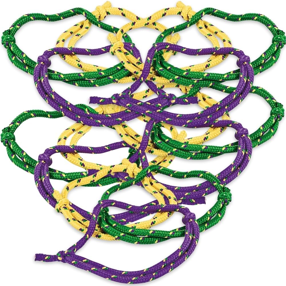Fun Express Mardi Gras Friendship Bracelet for Jewelry - 72 Pieces
