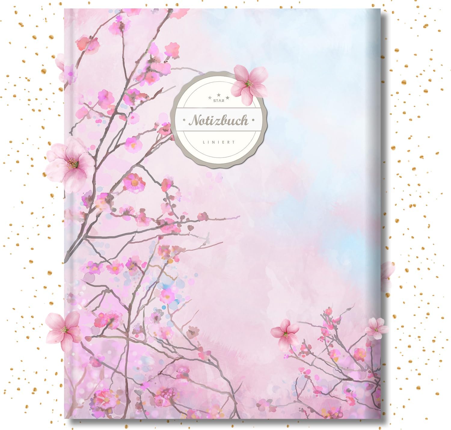Liniertes Notizbuch (©Star, A4, 156 Seiten, Softcover) || Mit Register + Doppelrand + Lineatur 27 || Dickes Notizbuch, Fester Einband, Deutschheft, Schreibheft, Schulheft, Tagebuch, „Frühjahr“