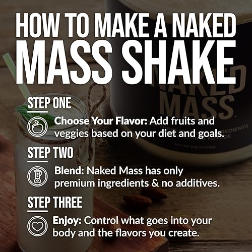 Miniatura 6 de NAKED Masa de mantequilla de maní de chocolate, 1,280 calorías, 1.76 oz de proteína, nada artificial. Polvo de proteína para ganar peso totalmente