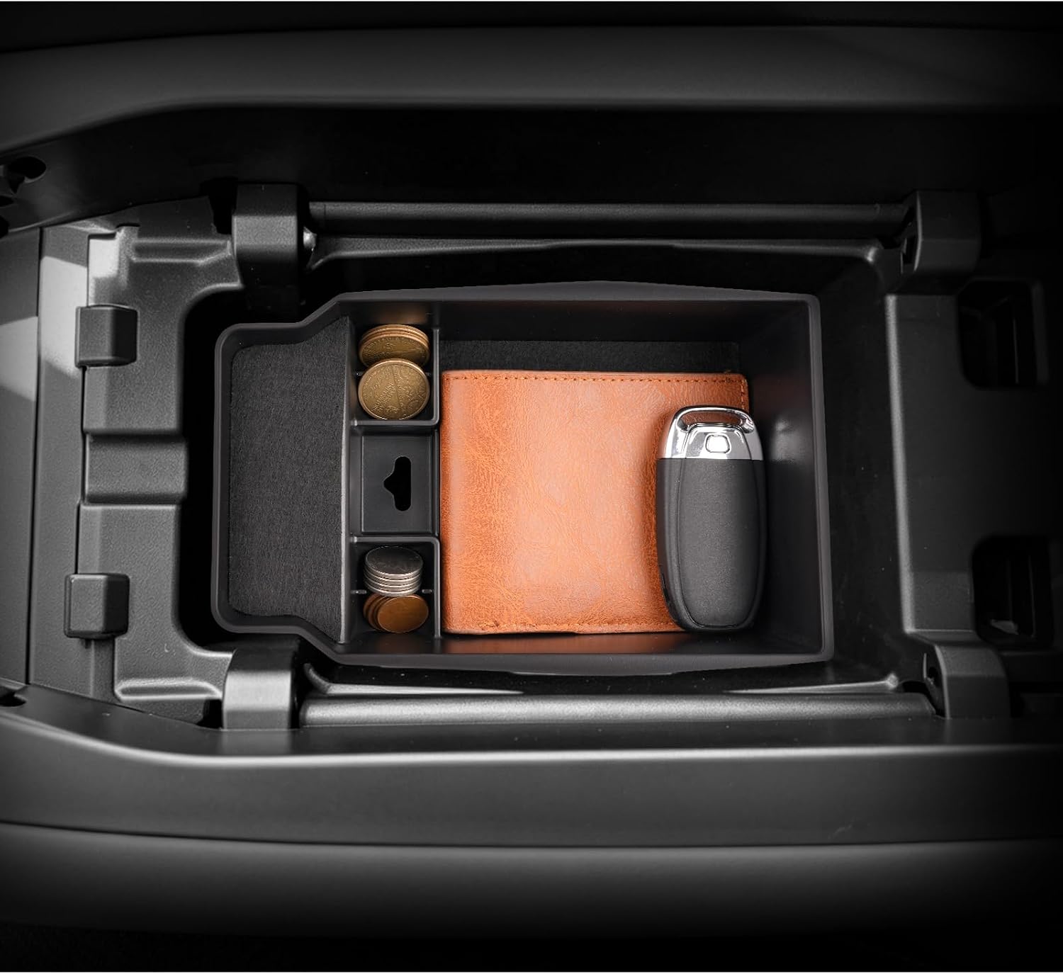 LUWU Mazda CX-5 2026 Center Console Organizer Compatible with 2026 Mazda CX5 Accessories Armrest Console Storage Box Insert Tray Mazda CX5 2026 Accessories ABS Material Black Coin Container