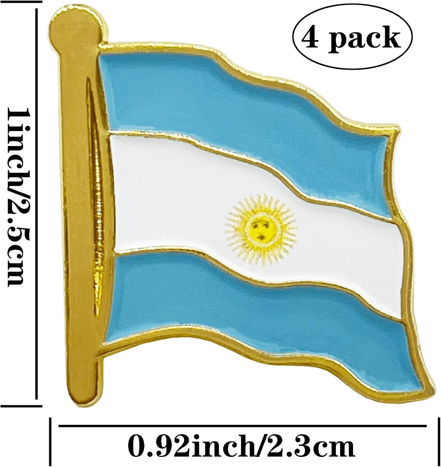 stidsds Argentina Flag Pin - Argentina Flags Pins Lapel Argentinian Flag Enamel Lapel Pin Men Women Suit & Waving Patriotic Metal Badge Souvenir Hat Backpacks Decoration(4 Pack) - Image 2