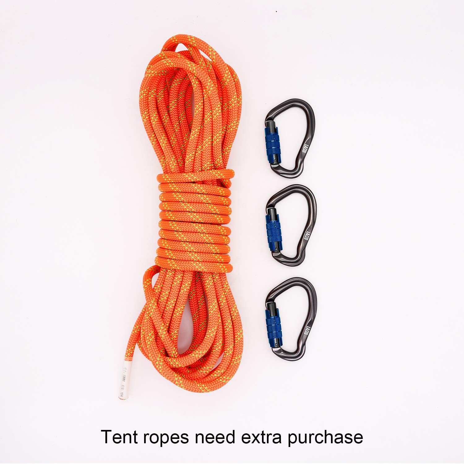 LAZZO 3 Pack Twist Lock Climbing Carabiner Clips, Auto Locking and Heavy Duty, Perfect for Climbing and Rappelling, Carabiner Dog Leash, D Shaped 4.21 Inch, Large Size