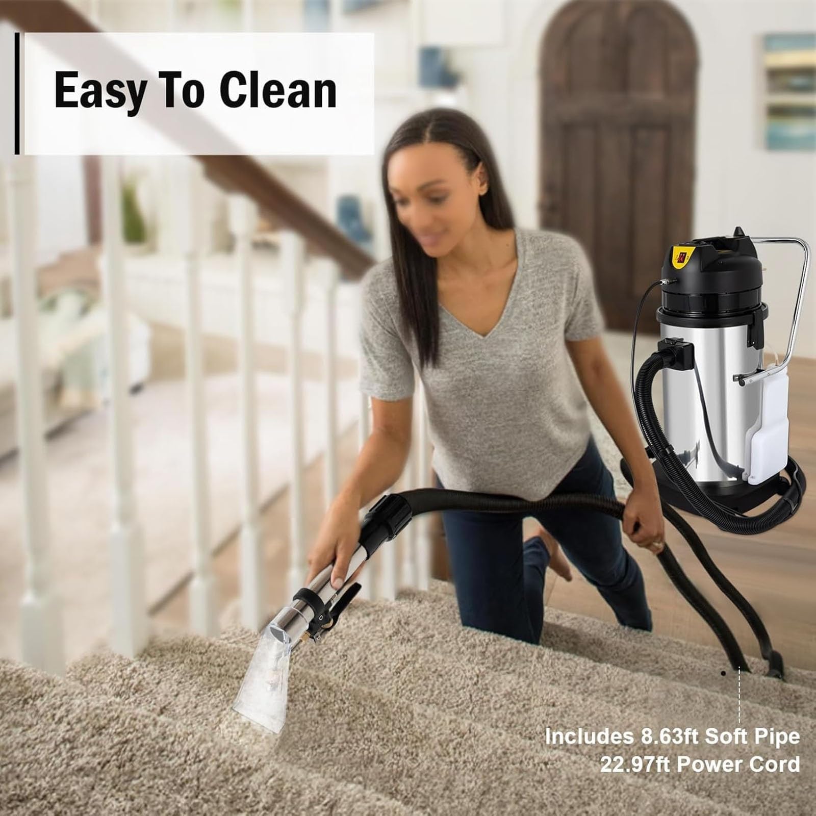 Máquina 3 en 1 para alfombras: extracción por pulverización, fregado y aspirado; Limpiador extractor de alfombras — Apto para la limpieza de cortinas, sofás y alfombras.(30L)