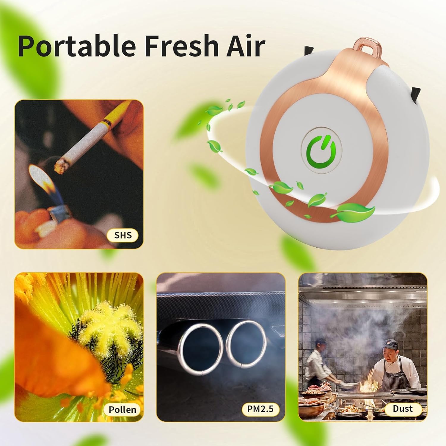 Purificatore d'aria ionizzatore ricaricabile, purificatore d'aria indossabile, mini purificatore d'aria per casa, cucina, filtro d'aria portatile da viaggio con fibra di carbonio per ufficio