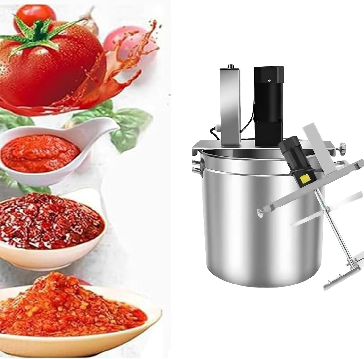 Automatic Food Mixer - 20L/25L/40L Commercial Heating Mixer with 4 Blade Stirring Scraper,for Making Jam, Sauce, Filling, Hot Pot Seasoning Bottom Soup Stirre, Adjustable Stirring Speed,40L