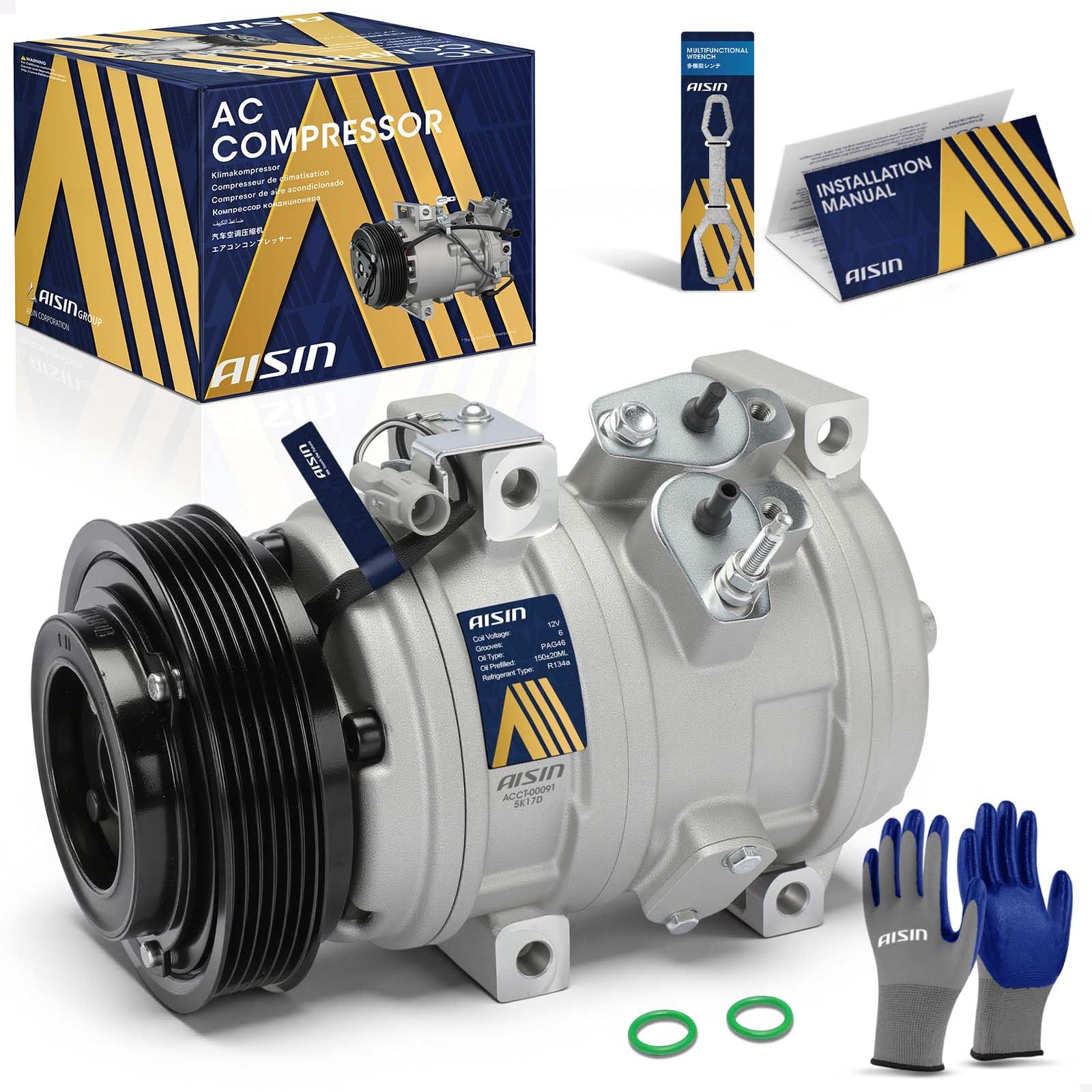 Photo 1 of AISIN ACCT-00091 Air Conditioning AC Compressor with Clutch
