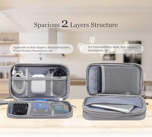 Miniatura 62 de Bolsa organizadora de accesorios electrónicos, organizador universal de viaje para cable, cargador, teléfono, tarjeta SD, bolsa de gadgets para
