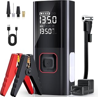 PIRAIL 5000A Jump Starter with 160PSI Air Compressor - Portable Car Battery Jumper for 9L Gas/8L Diesel Engines, Tire Inflator, Power Bank, LED Light