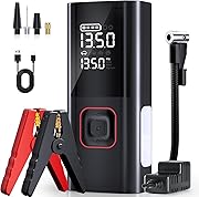 Jump Starter with Air Compressor, 5000A Battery Jumper Starter Portable (9L Gas/8L Diesel) with 160PSI Auto-Shutoff Tire Inflator, 12V Jump Box Car Battery Jump Starter with Jumper Cables, LED Light