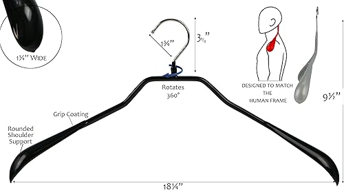 Miniatura 8 de Mawa by Reston Lloyd BodyForm Series - Percha de ropa extra ancha antideslizante que ahorra espacio para chaquetas, trajes y abrigos, estilo 46L,