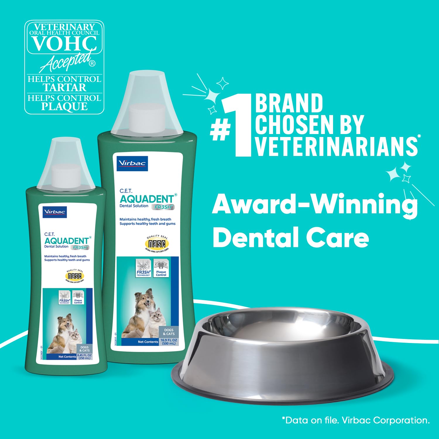Virbac C.E.T. AQUADENT&reg; FR3SH&reg; Dental Solution - Supports Dental Health & Fresher Breath - for Dogs & Cats (500 ml) - image 3