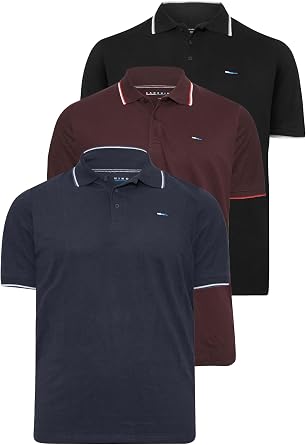 BadRhino Mens Big & Tall Multi 3 Pack Polo Shirts Blue