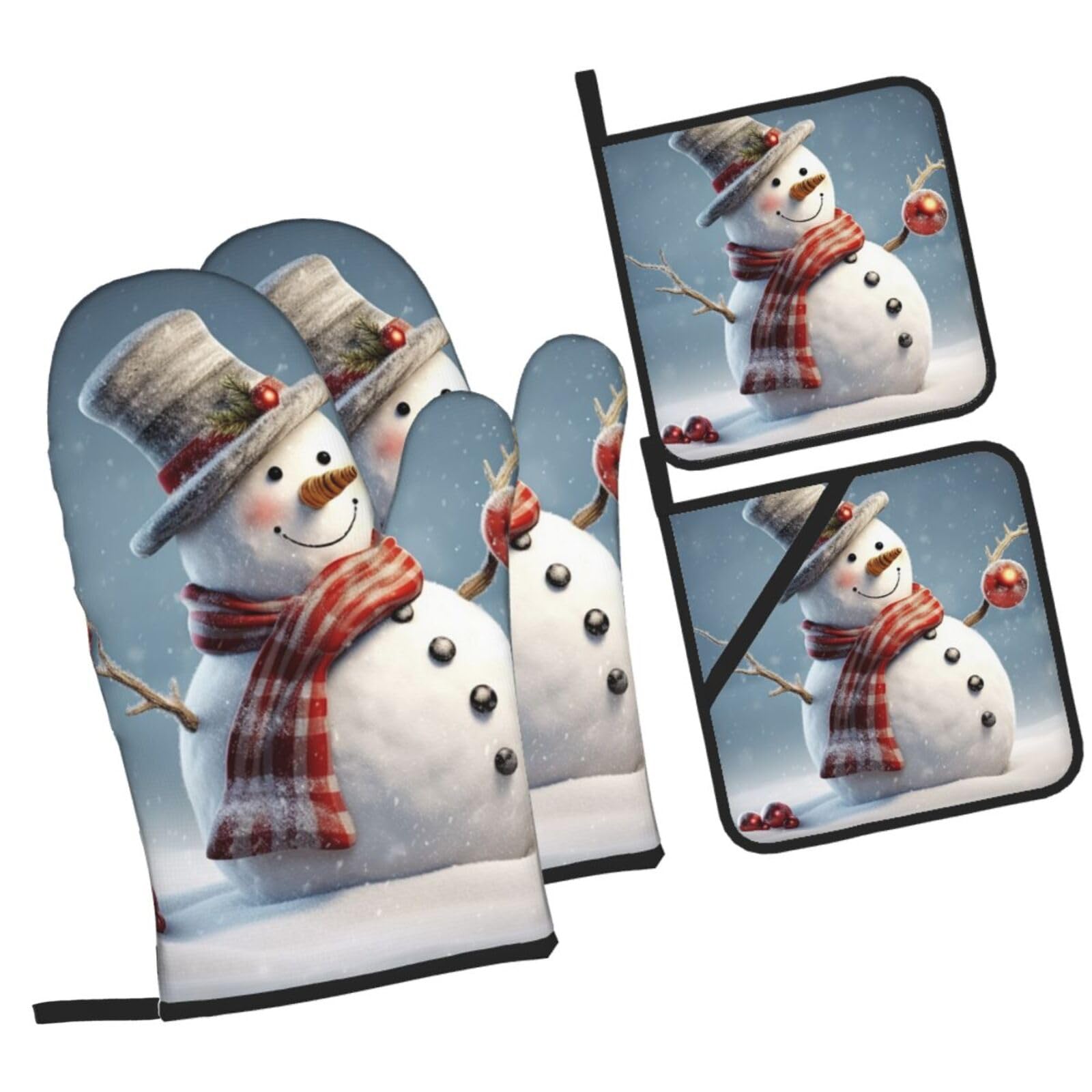 Maniques et maniques de cuisine motif bonhomme de neige pour vos barbecues