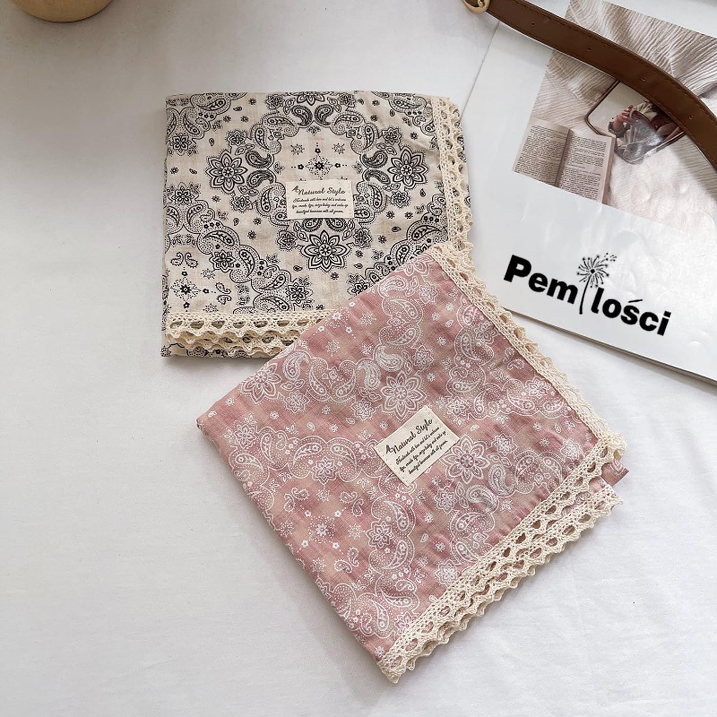 Soft Cotton Like Lace Bandana Headband, Head Wrap, Protective Coverage, Hair Neck Scarf for Women 24 x 24 inch - Image 6