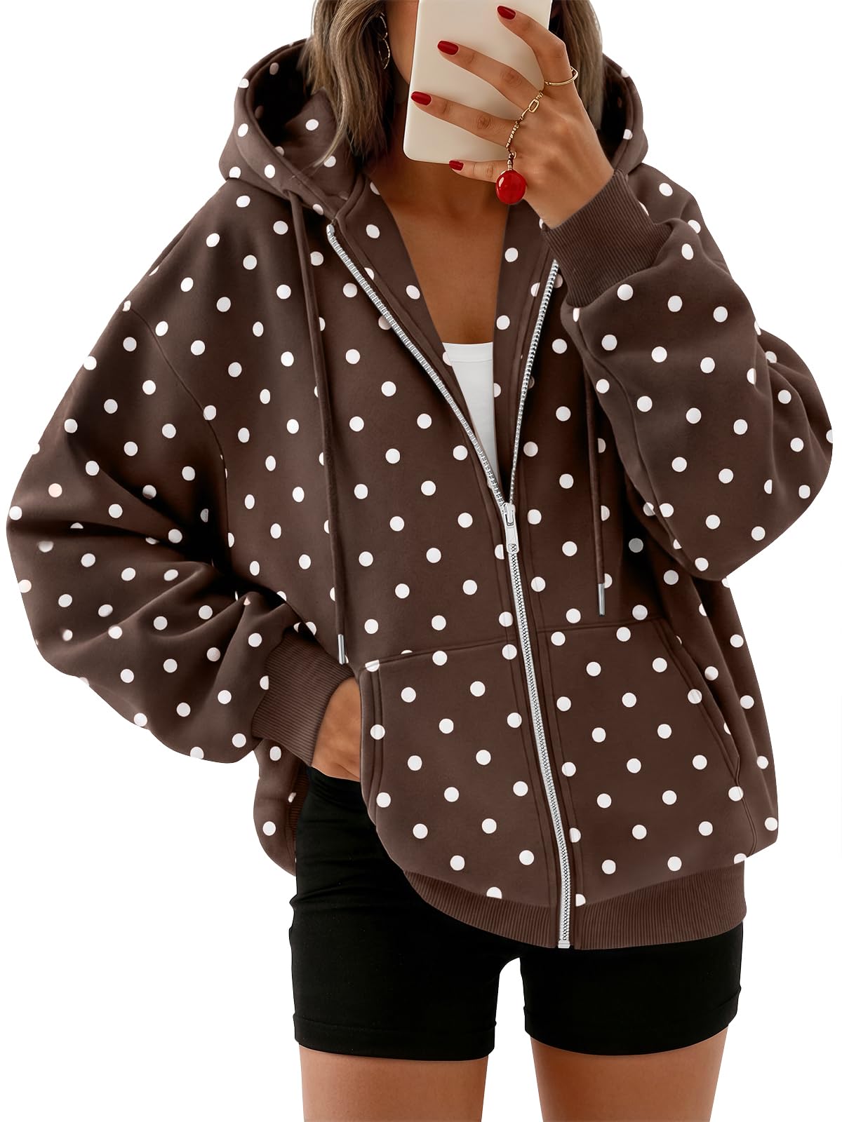 Trendy Queen Womens Oversized Zip Up Hoodies Y2K Fall Sweatshirts 2026