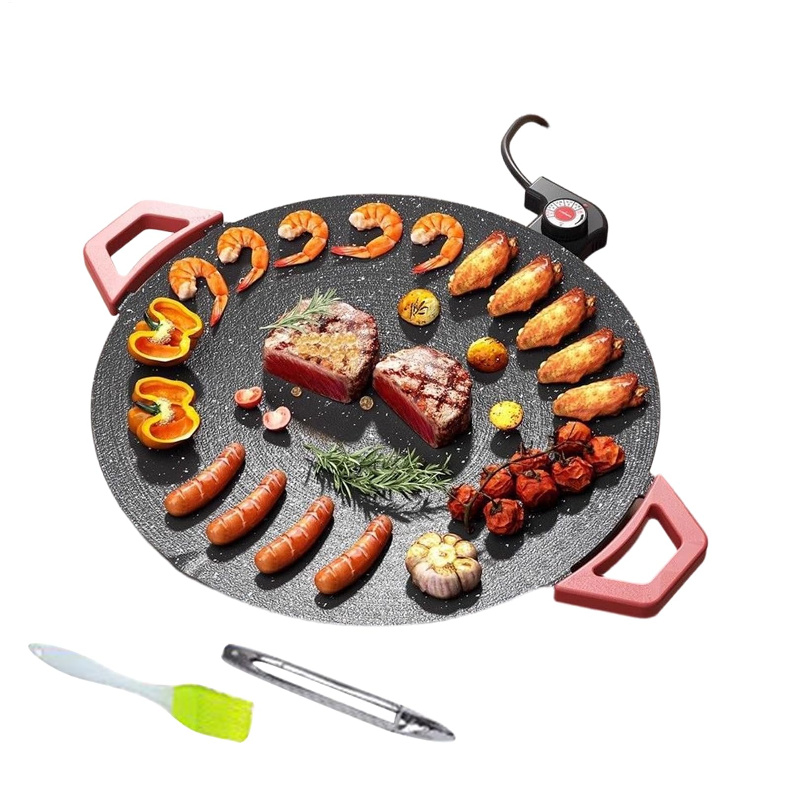 Plancha Eléctrica De Interior Sartén Antiadherente De Calentamiento Rápido | Plancha Pequeña con Accesorios para Cocinar Para Cocinar En La Encimera De La Cocina Barbacoa Carne Hamburguesa