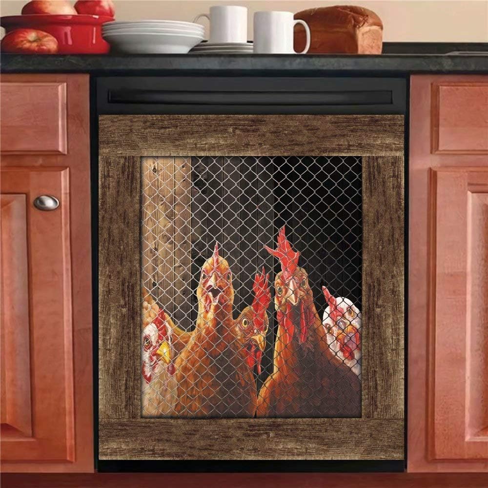 HomeT Kitchen Der Rooer Hen Dishwasher Magnet icker,untry Chicken Refrigerator Magnetic ver,Fridge Panels,Home Cabinet Decals Appliances ickers 23Wx17H,Magnet 23 W x 17 H h