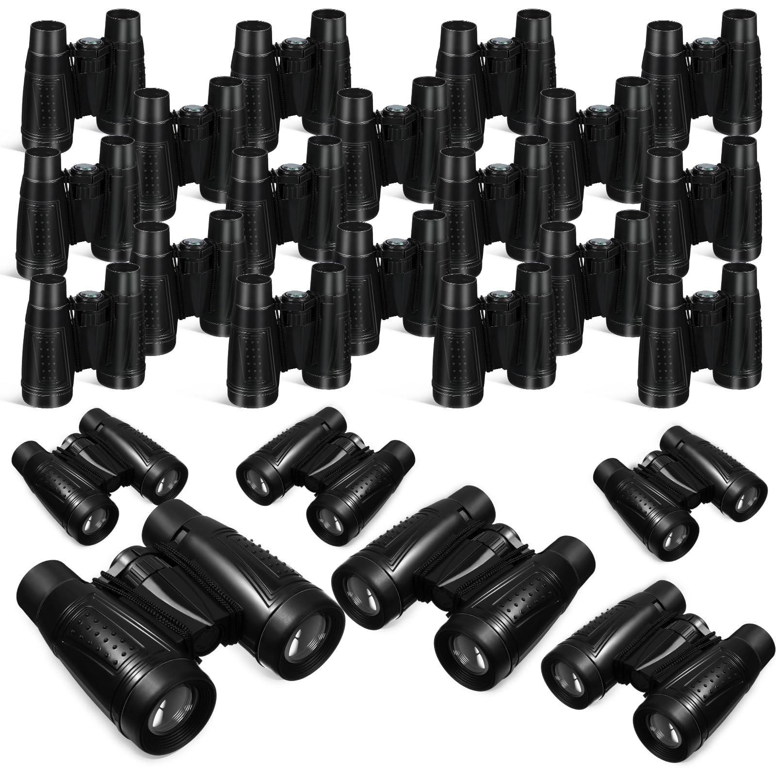 Libima 24 Pcs Binoculars Bulk Educational Compact Binoculars with Neck String Telescope for Learning Bird Watching Camping Hiking Travel Safaris Birthday Gifts(Black)