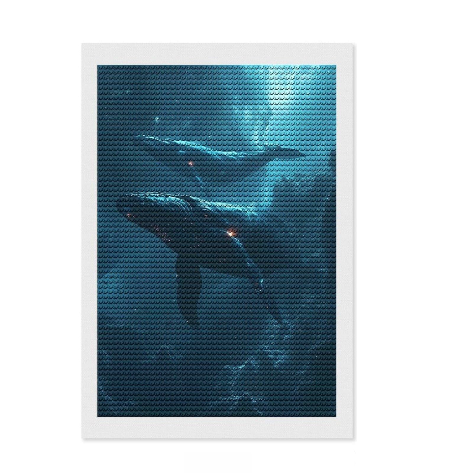 Junmoney Celestial Whale in Galaxy Diamond Art Kit 8"x12", Neat Printed Canvas, Easy to Follow Symbols, Easy Handmade Project, Living Room Decor
