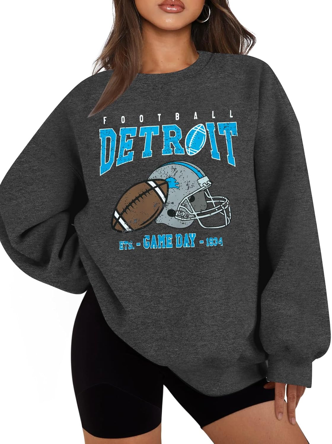 MAXIMGR Football Sweatshirt Women Game Day Sweatshirts Football Team Fans Pullover Shirt Sunday Funday Long Sleeve Tops