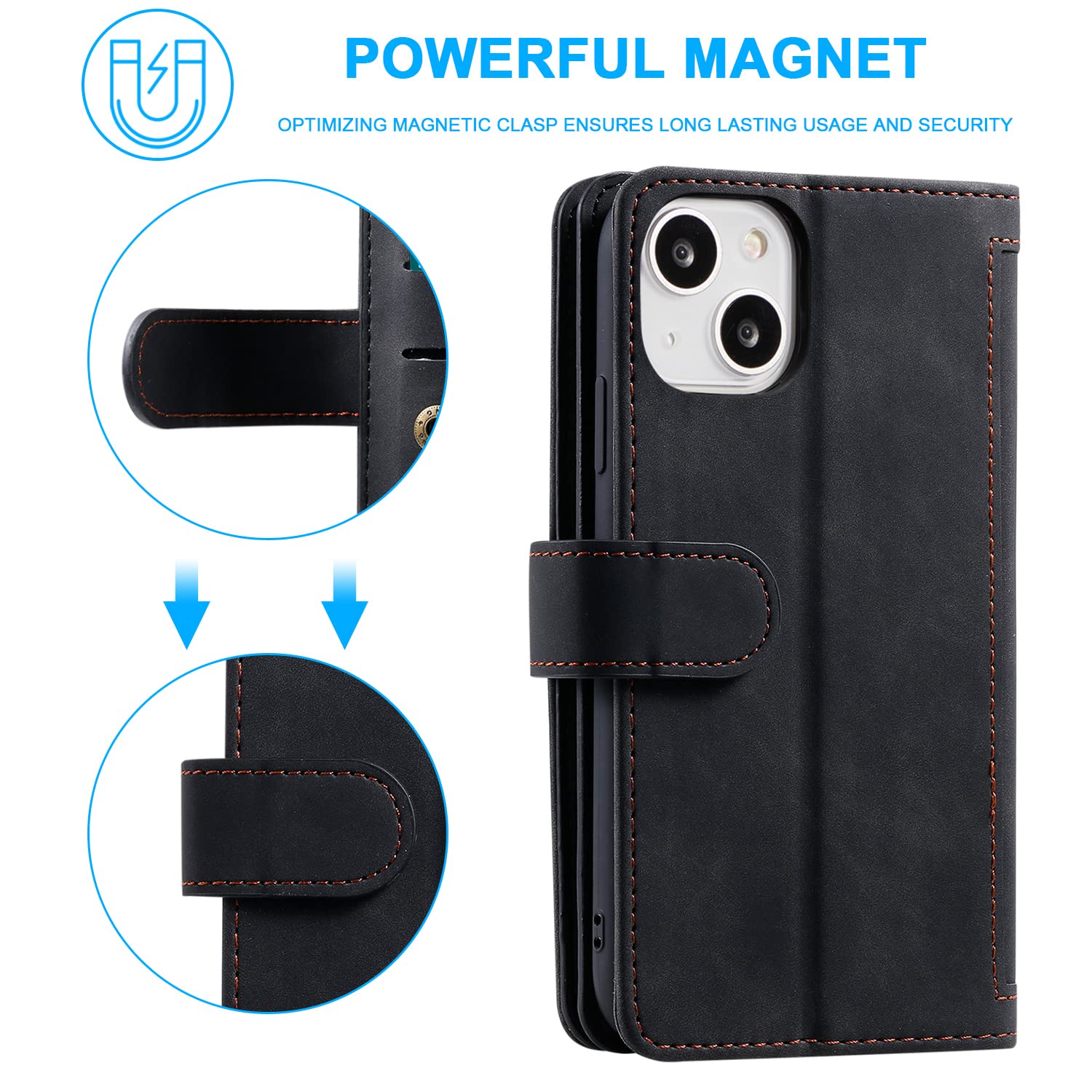 EYZUTAK Funda Tipo Cartera Para IPhone 11 Pro Max 6.5 Pulgadas 2019, 5 Ranuras Para Tarjetas Cierre Magnético Con Cremallera Bolso De Bolsillo De Cuero PU Con Correa Para La Muñeca