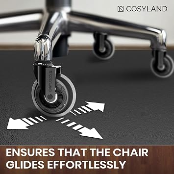 COSYLAND Carpet Protector Chair Mat for Home and Office Floor – Heavy Duty Office Chair Mat for Carpeted and Hardwood Floor, Black Anti-slip Wood/Tile Protector (75 x 120 CM)