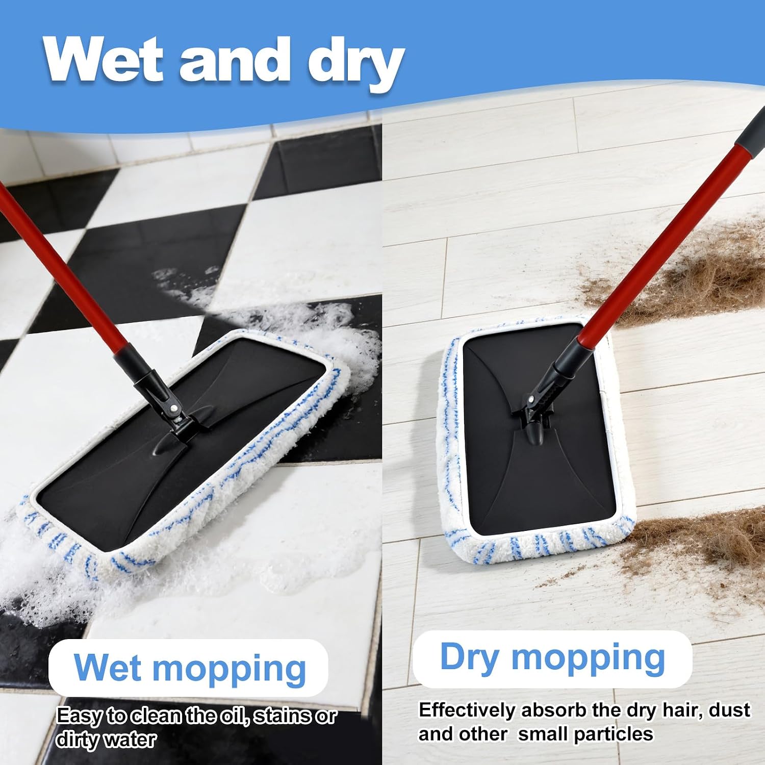 Microfiber Flat Mops for Ocedar Hardwood Floor 'n More Microfiber Mop,Wet & Dry Flat Mops with 3 Reusable Pad 1 Durable Handle,Dust Mopp for O-Cedar Hardwood Floor 'N More Mop