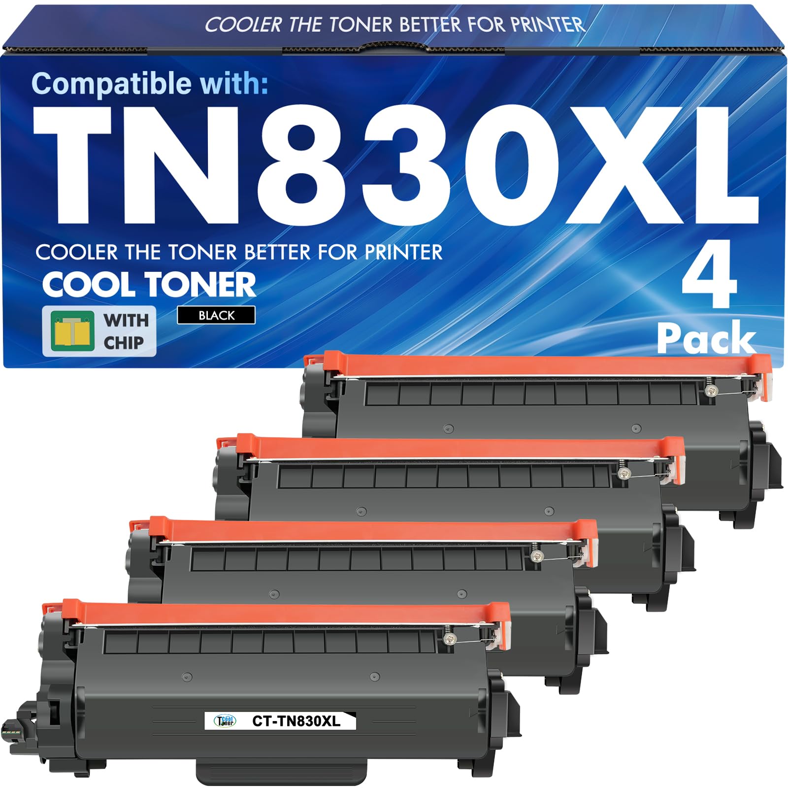 TN830XL TN830 - Cartucho De Tóner Para Impresora Brother (con Chip) De Repuesto Para Brother TN-830XL TN-830 TN 830XL 830 Para Impresora HL-L2460DW HL-L2405W HL-L2400D MFC-L2820DW HL-L2480DW De Alto