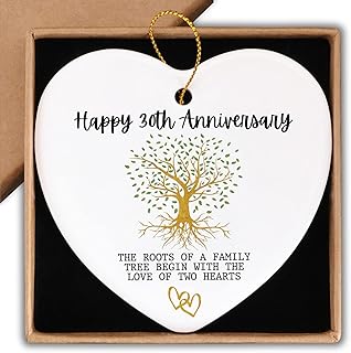 30th Anniversary Marriage Gifts for Couple Happy 30th Anniversary Ornament Keepsake Sign Heart Plaque Anniversary Romantic Couple Wedding Engagement Gifts for Her Him Wife Husband