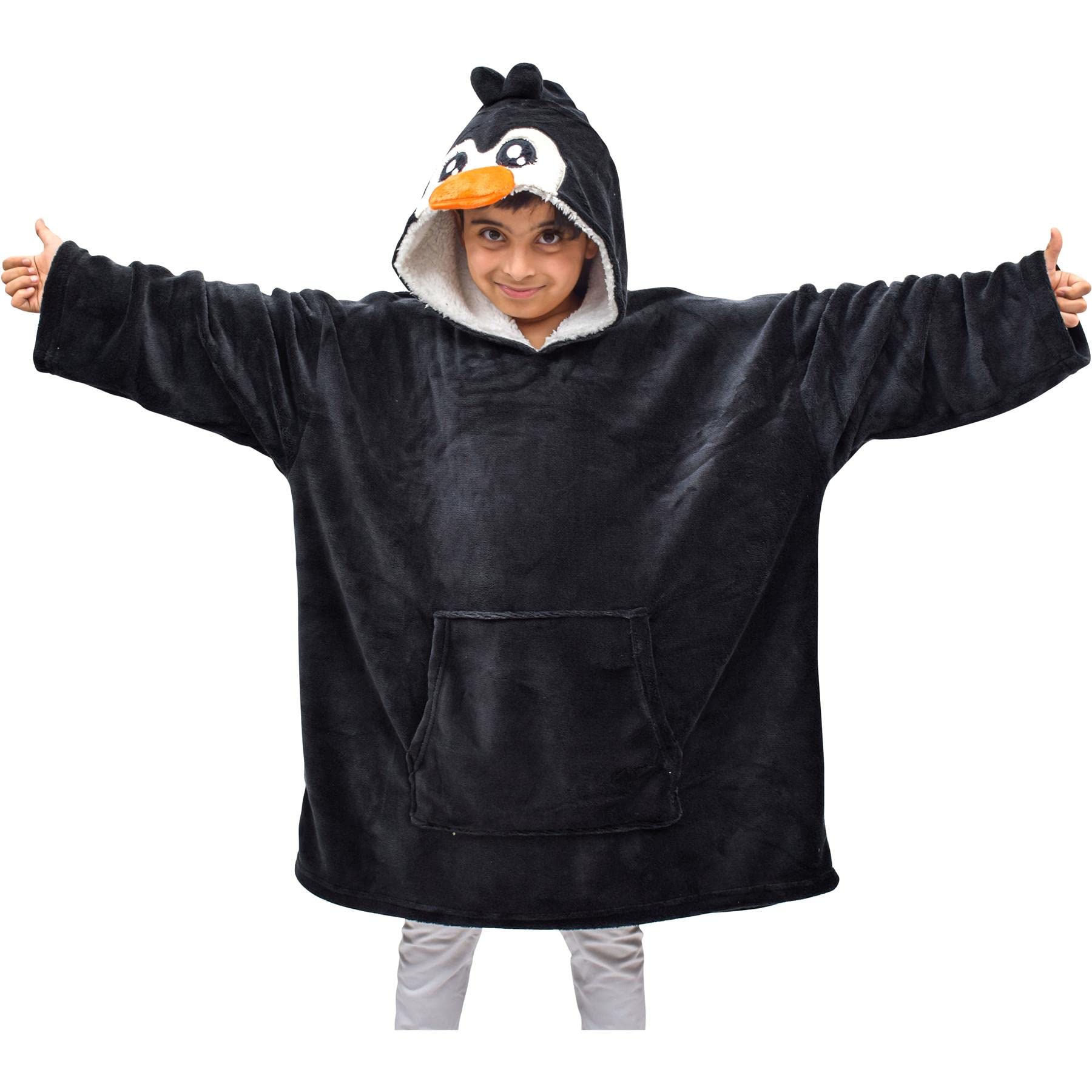 A2Z 4 KidsA2Z 4 Kids Girls Boys Oversized Hoodie Animal Blanket Super Soft Warm Fleece - Snuggle 957 Penguin Kids 3-6, Penguin, 3-6 Years