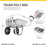 Vista 3 de Gorilla Carts Poly Outdoor Fish & Marine Cart, 5 Cu Ft Capacity, 200 lb Load Rating – Heavy-Duty Aluminum Frame, 13-Inch All-Terrain Tires, 8 Rod