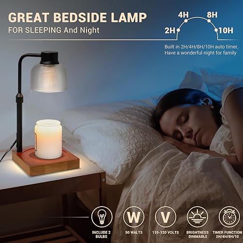 Vista 23 de KLL Lámpara calentadora de velas con temporizador: regalos de Navidad para mujeres, regalos de cumpleaños para mujeres, mamá, regalos de Negro