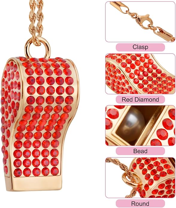 Collar con silbato y cadena de cristal rojo miniatura 3