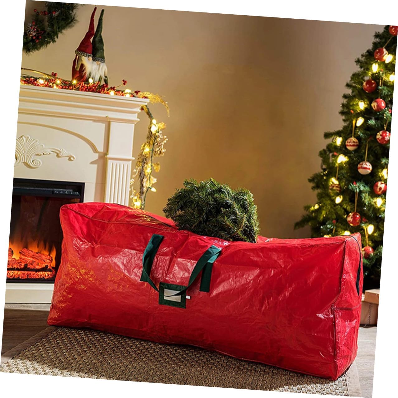 Waterproof Christmas Tree Storage Bag 165x38x76cm Red Sturdy Dustproof Tree Pouch with Handles for Holiday and Outdoor Storage