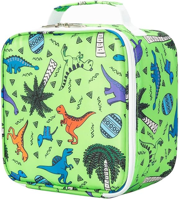 KEAIDUO Lunch Bags for Kids, Insulated Reusable Lunch Box Cooler Tote Bag Lunch Snack Bag for Kids Thermal Bags (Green Dinosaur)