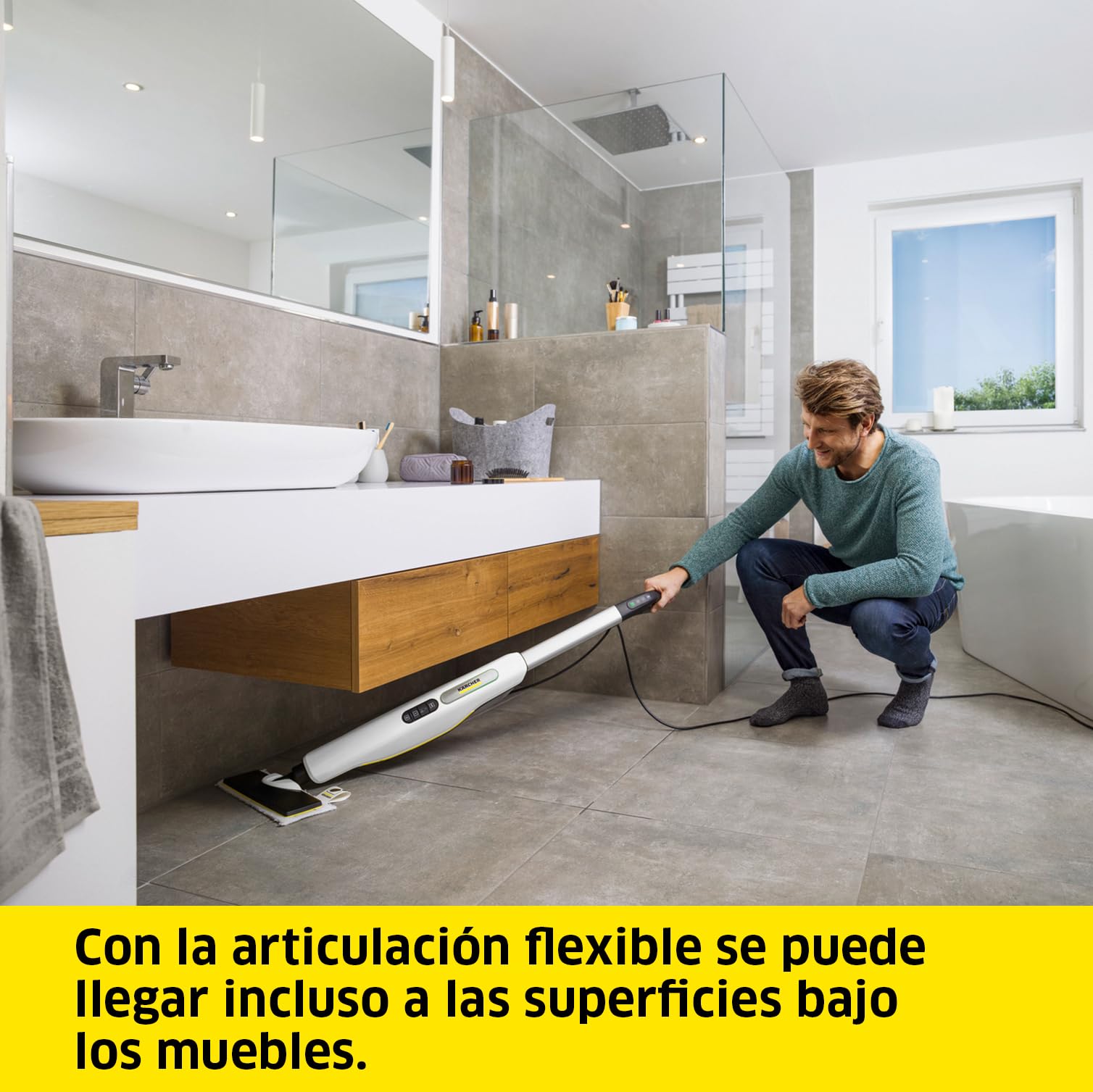 Kärcher Limpiadora de Vapor SC 3 Upright, Calentamiento 0.5 minutos, Rendimiento aproximado 60 m², Depósito 0.5 L, 1600 W, Boquilla y Paño Suelos, Cepillo Alfombras, Cartucho Descalcificación