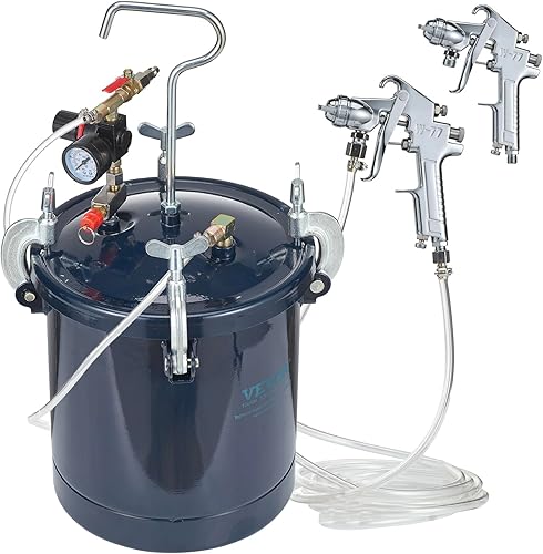 Miniatura 9 de VEVOR - Tanque de presión de pintura en aerosol, depósito a presión de pintura de aire, de 10 L  2,5 galones, 1,5 mm + 4 mm, dos boquillas, dos
