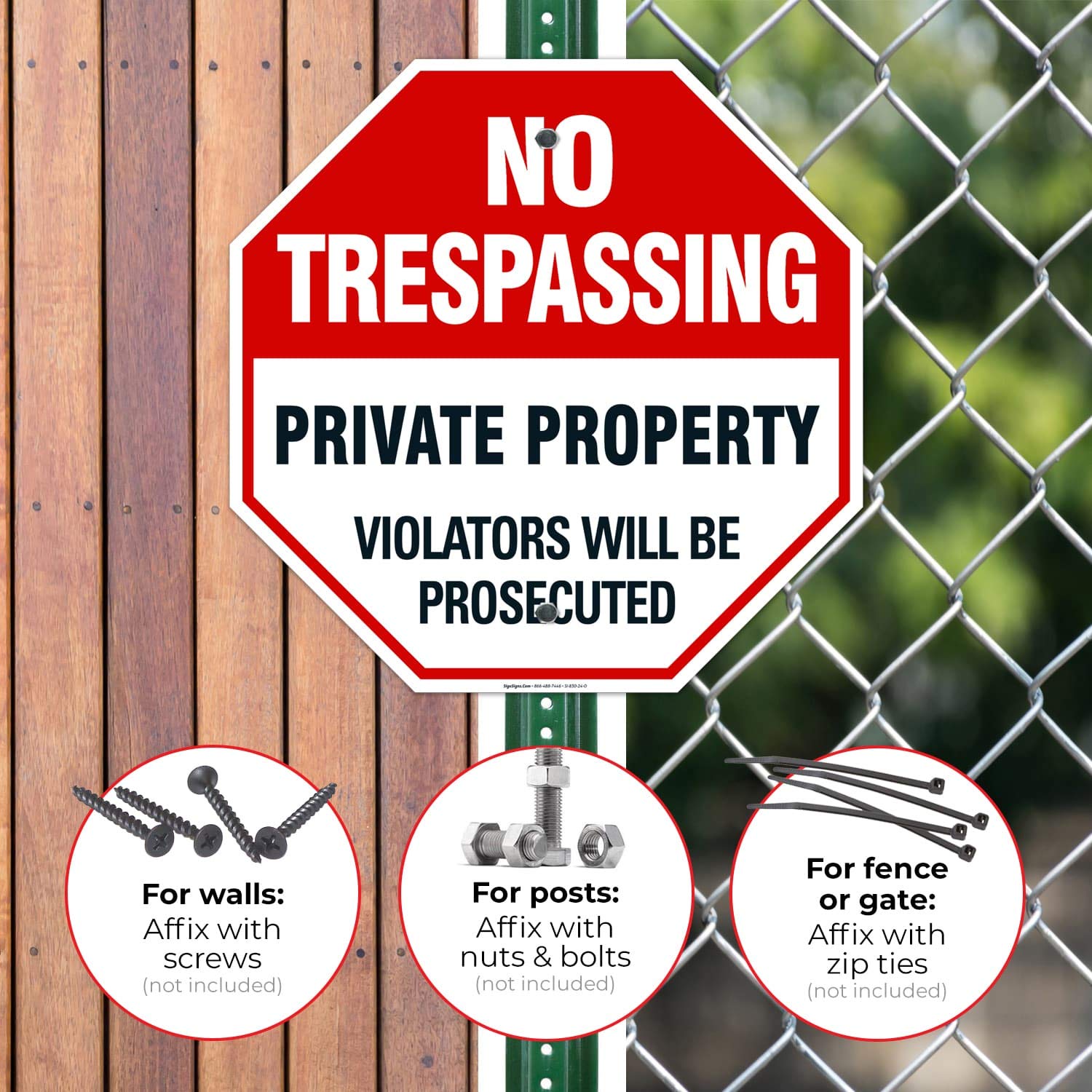 No Trespassing Sign, Private Property Sign, 24x24 Inches, Rust Free .040 Aluminum, Fade Resistant, Easy Mounting, Indoor/Outdoor Use, Made in USA