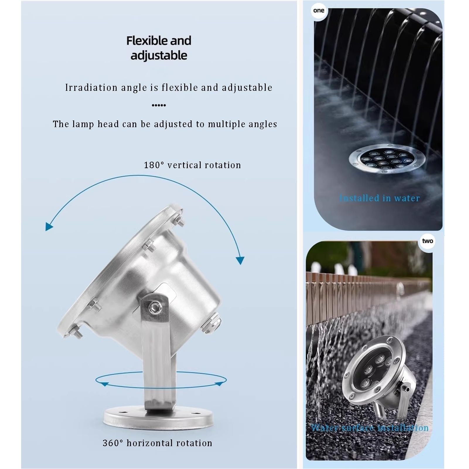 Luci Subacquee RGB per Laghetto, Faretto Rotante, Luci LED Sommergibili da 12V, Faretto da Esterno Impermeabile IP68, Lampada per Fontana da Giardino, Piscina E Cortile(RGB,36w)