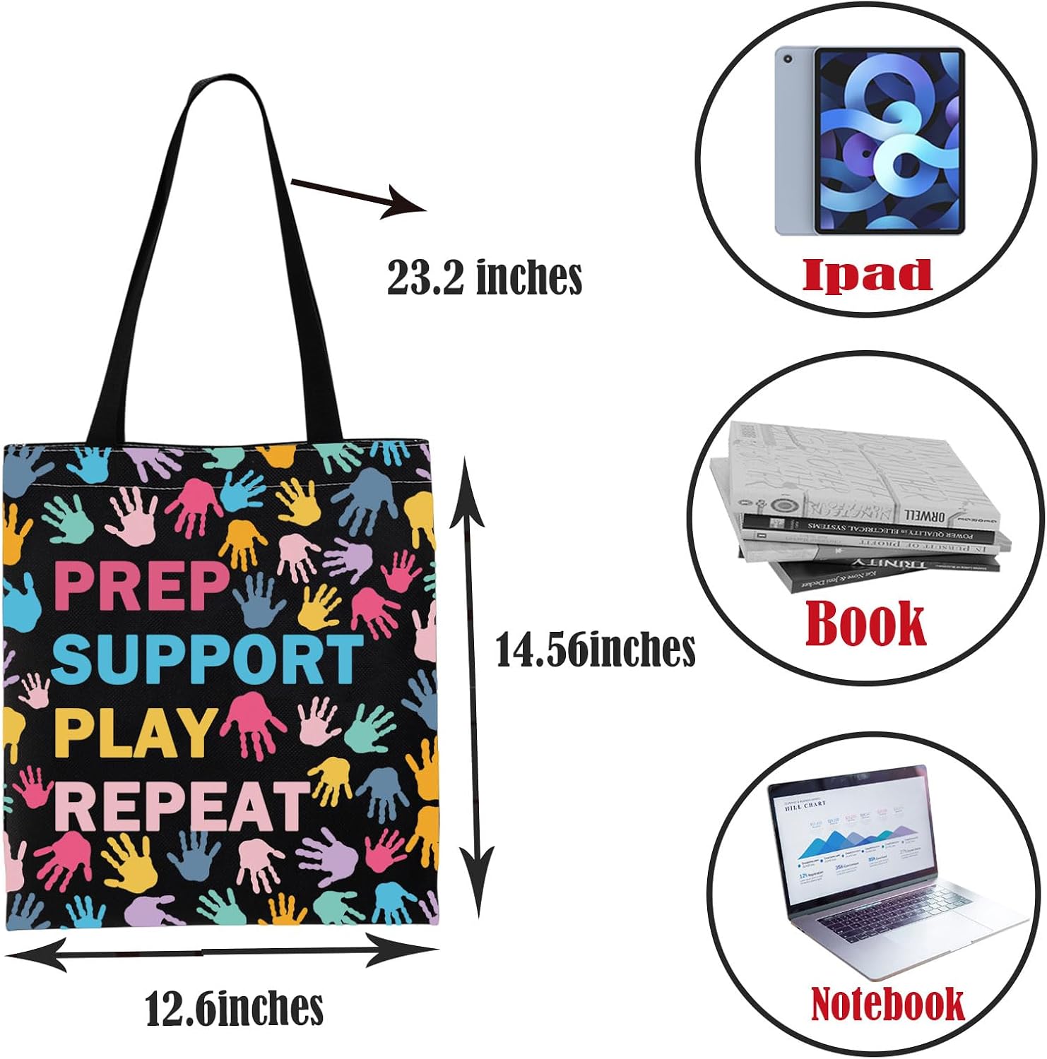 PWHAOO Funny Child Life Tote Bag Prep Support Play Repeat Tote Bag Child Life Specialist Gift Child Life image 3
