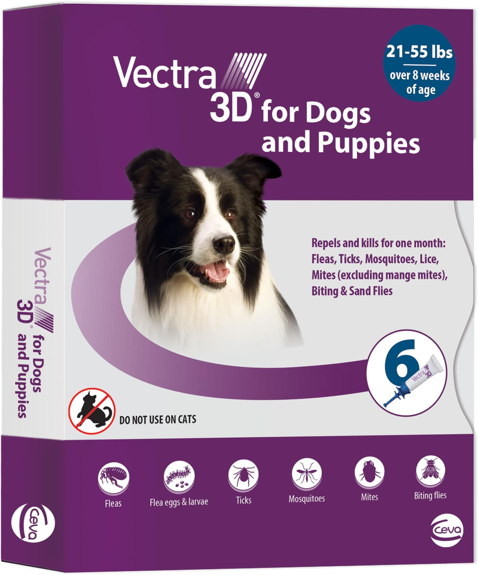 Flea and Tick Prevention for Dogs, Kills and Repels Fleas, Ticks & Mosquitoes | Fast‑Acting, Waterproof, No Prescription Needed | Medium Dogs 21-55 lbs, 6‑Month Supply