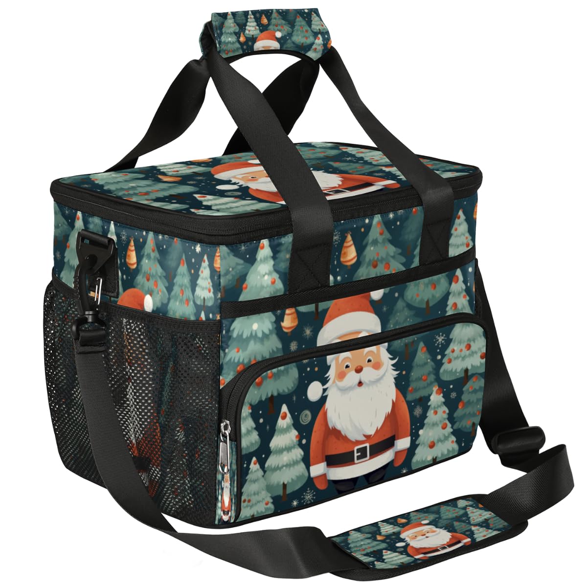 Insulated Picnic Backpack Lunch Box for Women Men Picnic Basket Tote Lunch Bag Picnic Bag Portable Lunch Bags for Picnic, Beach, Work, Trip,Office, Camp Santa Claus Pine