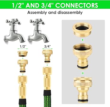 KETTOYA 100FT Expandable Garden Hose, Hose Pipe with 10-Pattern Spray Nozzle, 2-in-1 Valve Quick Connector, Flexible Heavy Duty Water Hose, Durable 3750D, 4-Layer Latex Core, Leak-Proof, Kink-Free