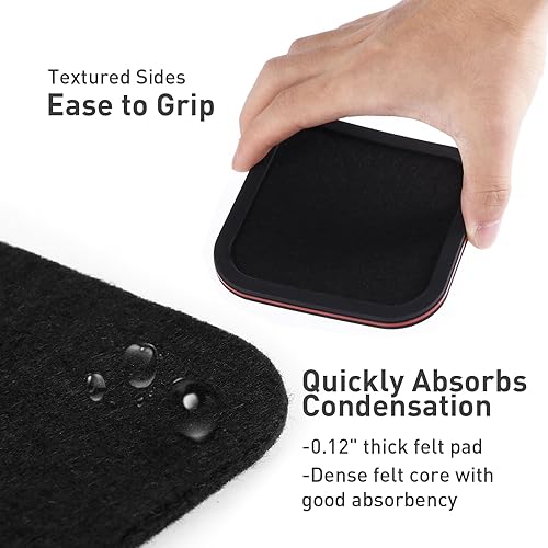 Miniatura 3 de Lexenic Posavasos absorbentes elegantes para bebidas con soporte, tapete de silicona con inserto de fieltro extraíble, antideslizante,