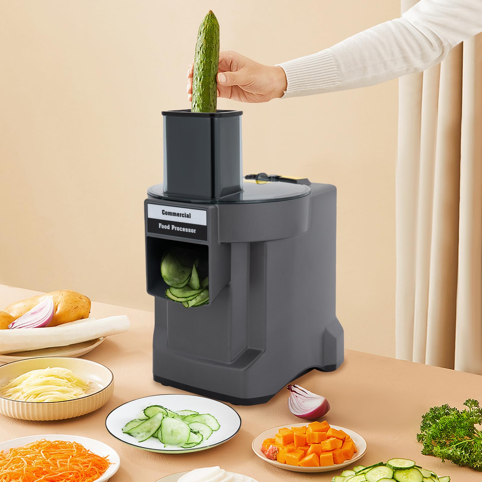 3 in 1 Electric Vegetable Dicer Slicer Shredder, 110W Commercial Automatic Multifunctional Vegetable Processor Food Chopper with 3 Blades for Onion Potato Cabbage Veggie, Fruit Shops