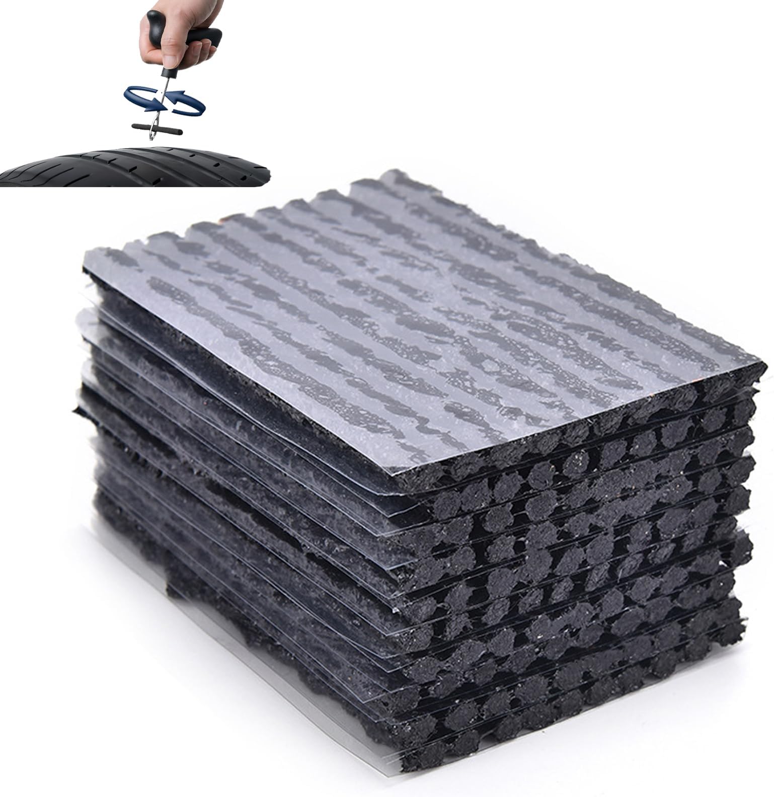 100pcs Tire Repair Plugs, 100x3mm Tire Plugs, Tubeless Tyre Rubber Sealing Strip, Roadside Off-Road Tires Emergency Puncture Recovery Repair Strings for Cars, Trucks, Motorcycles, ATV, Mower (black)